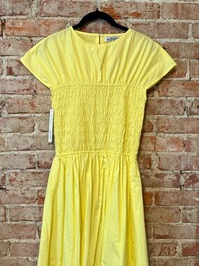 Anthropologie NWT Lusana Smock Yellow Mini Dress. Size Large